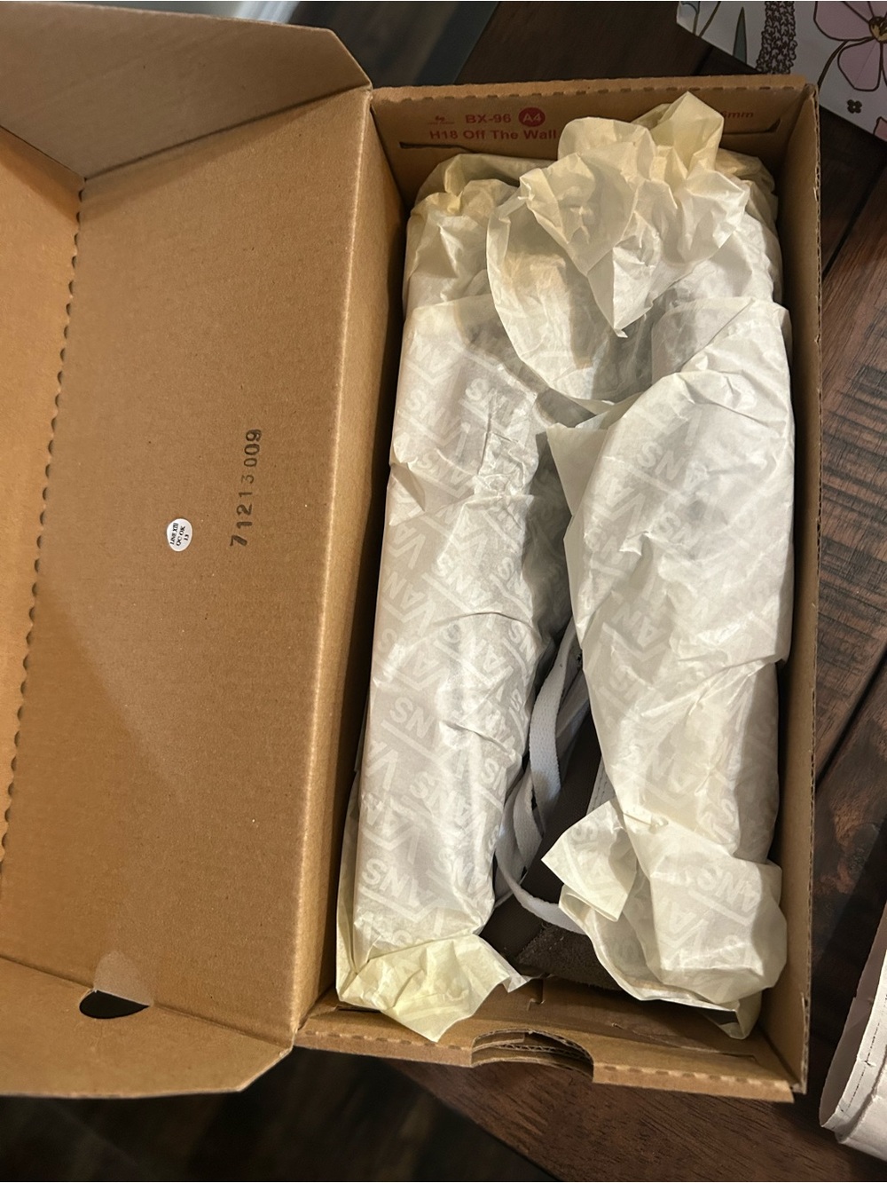 Vans Red and Tan Skate Shoe Box with Label - Picture 2 of 4